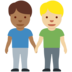Twitter里的男士牵手:中暗肤色,中浅肤色emoji表情