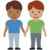 Twitter里的男士牵手:中深色肤色,中肤色emoji表情