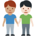 Twitter里的男士牵手:中等肤色,浅肤色emoji表情