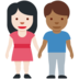Twitter里的男女牵手:浅肤色,中深色emoji表情