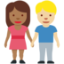 Twitter里的男女牵手:中暗肤色,中浅肤色emoji表情