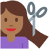 Twitter里的女士理发:中等深色肤色emoji表情