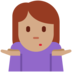 Twitter里的女人耸肩：中等肤色emoji表情