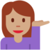 Twitter里的单手举起的女人:中等肤色emoji表情