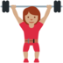 Twitter里的女性举重:中等肤色emoji表情