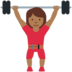 Twitter里的女性举重:中等深色肤色emoji表情