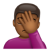 WhatsApp里的单手捂脸的人：中等深色肤色emoji表情