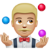 WhatsApp里的玩杂耍的人：中等浅肤色emoji表情