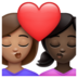 WhatsApp里的亲吻: 女人女人中等肤色较深肤色emoji表情