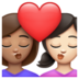 WhatsApp里的亲吻: 女人女人中等肤色较浅肤色emoji表情