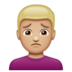 WhatsApp里的男人皱眉：中等浅肤色emoji表情
